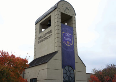 bellevue university clock tower banner