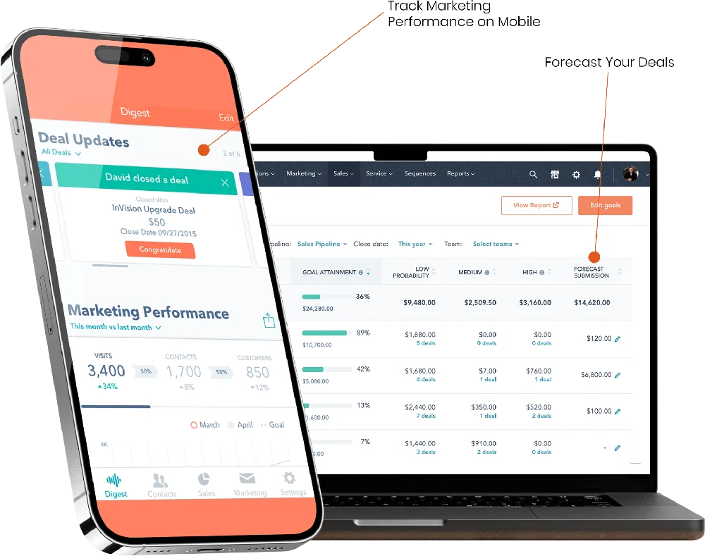 Forecast your deals and track your marketing performance on mobile
