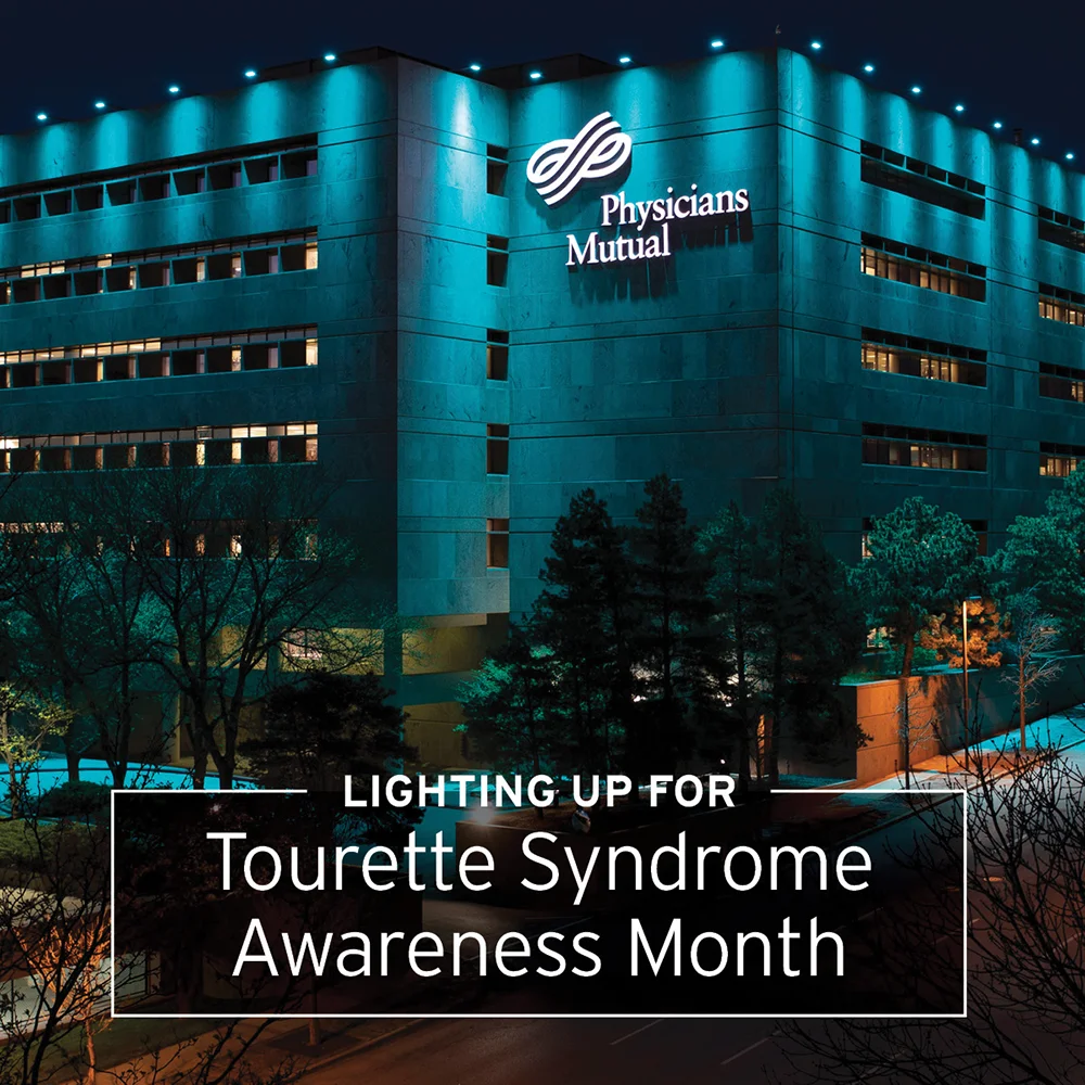 Physicians Mutual Building Lighting Tourette Syndrome Awareness
